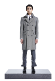 DOUBLE-BREASTED GREY LONG COAT-C15F07GR-